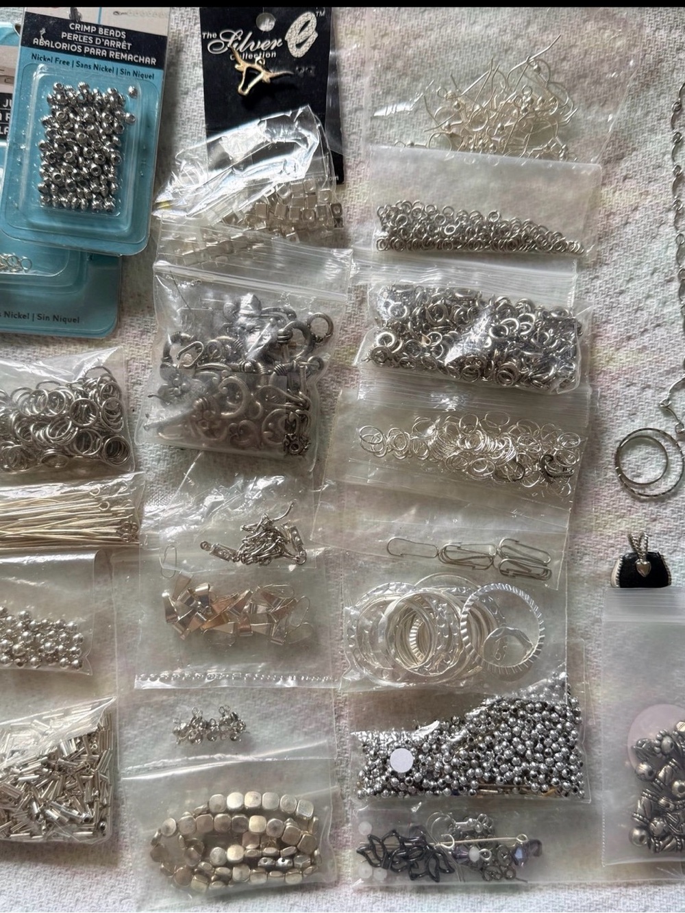 Assorted Silver Jewelry Findings and Beads - Craft Accessories